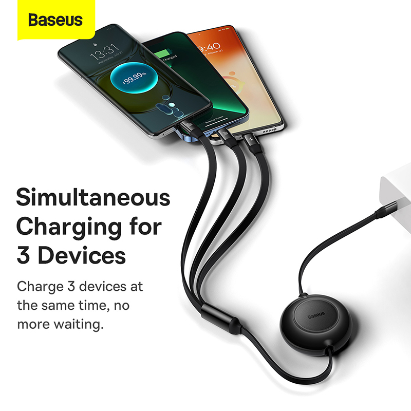 Baseus 3in1 Retractable Charging Cable 100W