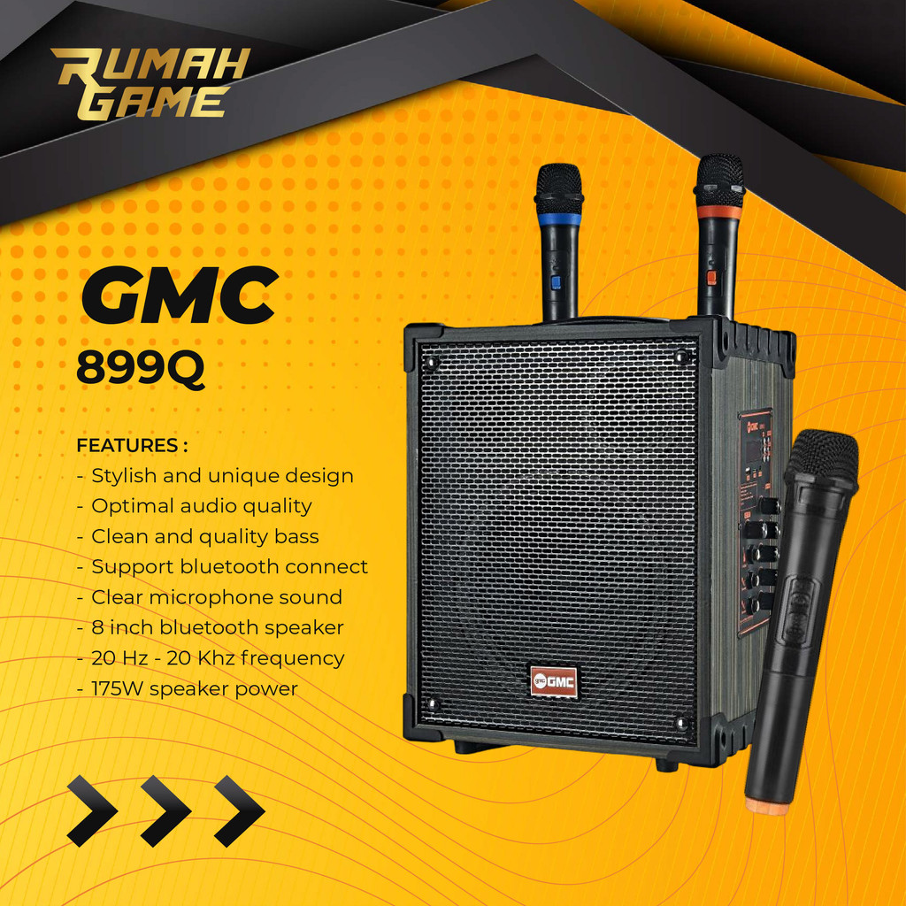Speaker GMC 899Q Bluetooth Portable Super Bass Free 2 Mic Wireless