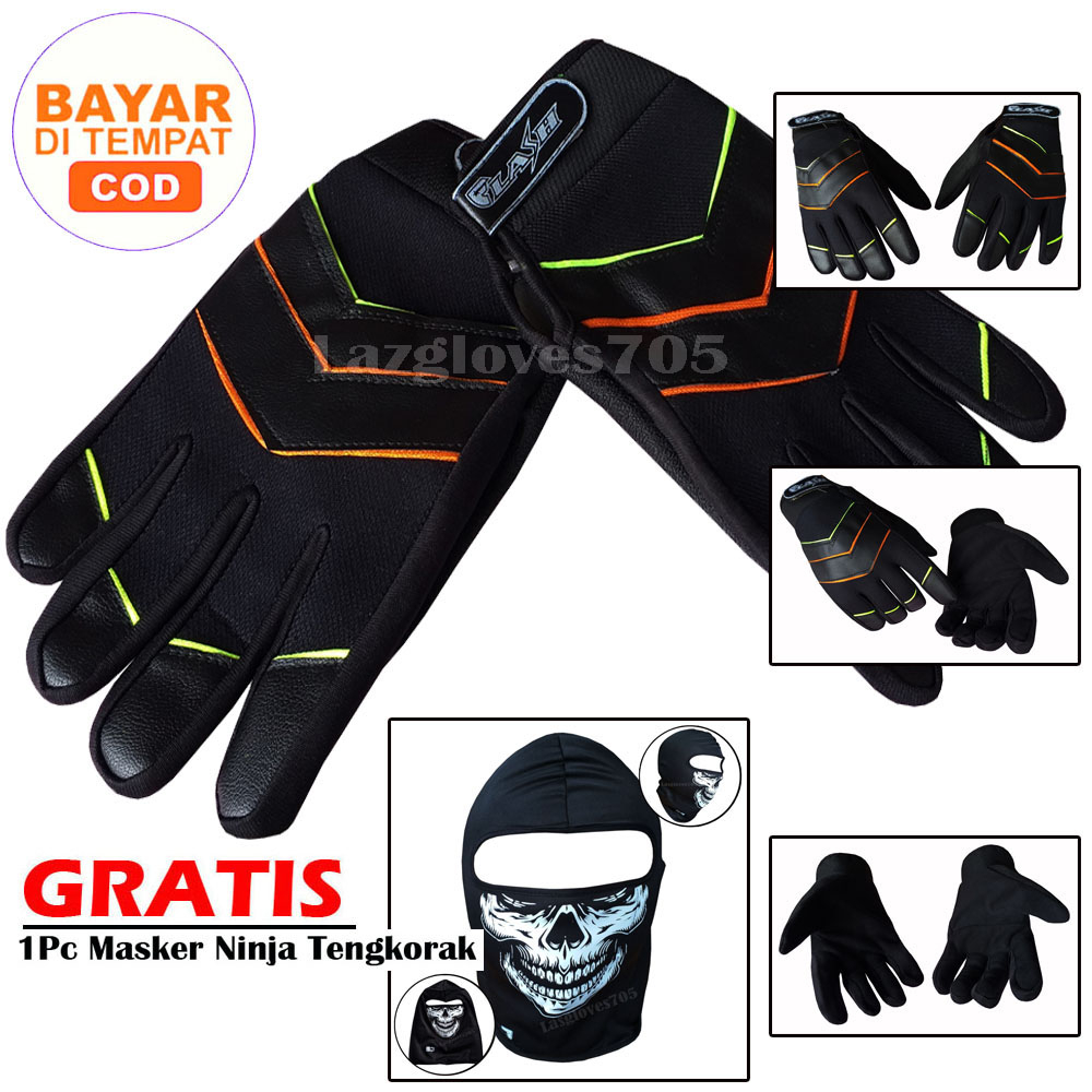 Sarung Tangan Motor Pria Murah Full Jari Sarung Tangan Sepeda Tebal GV124-2 FREE Baff Masker Ninja T