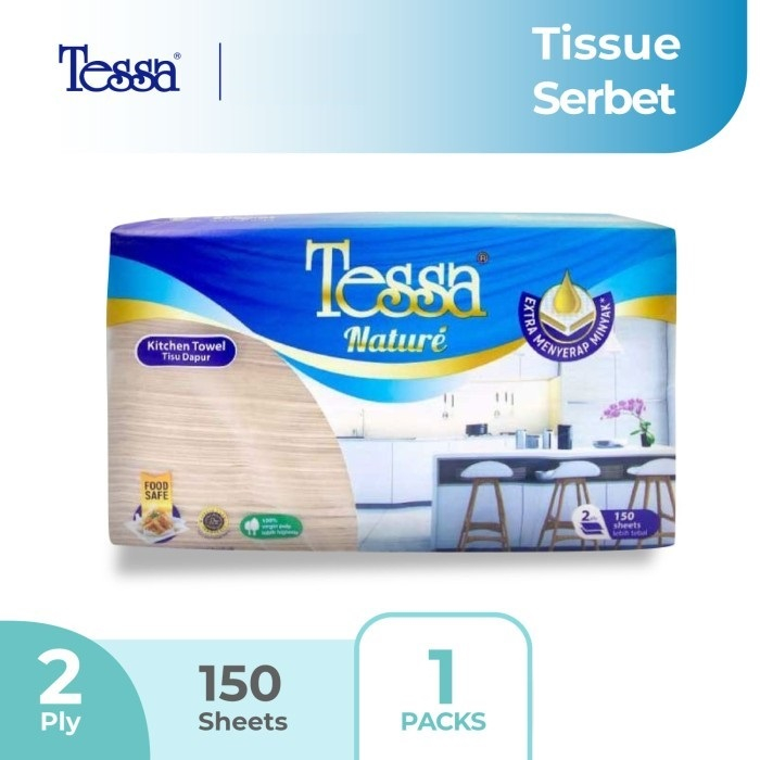 Tisu Tessa 150 Sheets 2 Ply THSN02 sheet / Tissue Nature Kitchen Hand Towel Interfold / Tisu Dapur Serbet 150s 2ply Lembut bagus