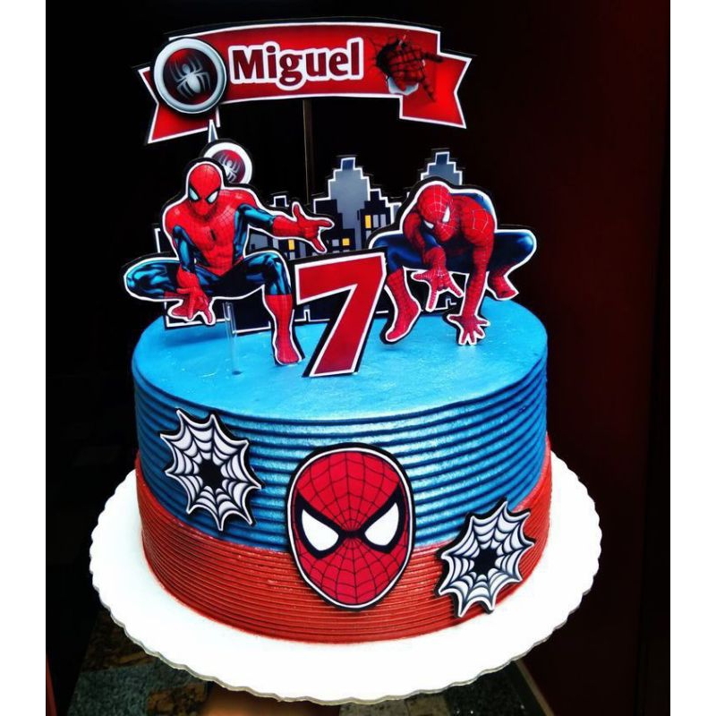 Topper cake FREE NAMA tema Spiderman / baner kue ultah