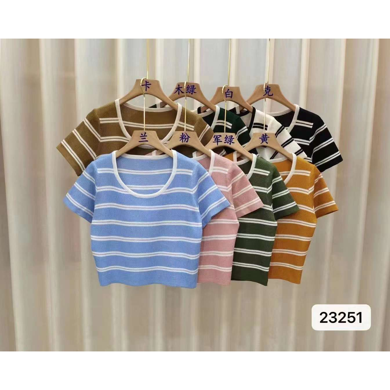 Fiz T-Shirt Knit Striped - Atasan Wanita Rajut Import TM (23251)