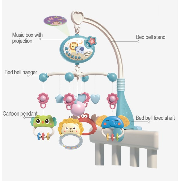 Crib Bell Toys Remote Control Rattle Bayi Mainan Kerincingan Bayi Mainan Bayi Newborn Mainan Bayi Gantung Putar