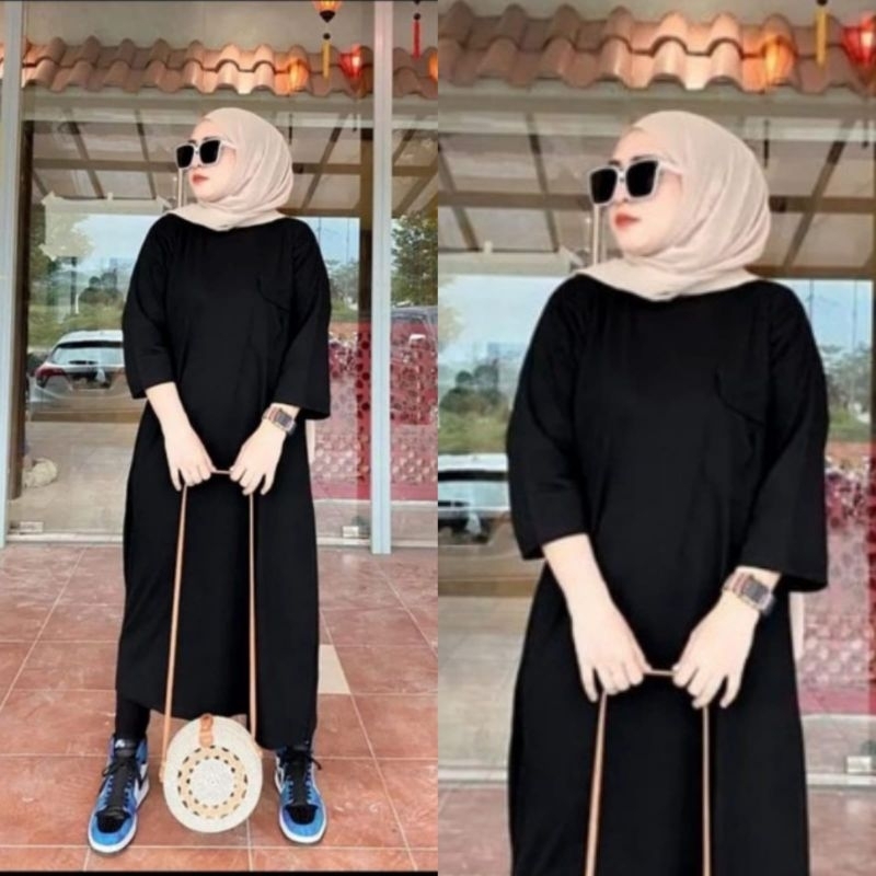 Midi Dress Combed 20s Polos Allsize Jumbo // Midi Kaos Combed 20s // Long Tunik Combed Polos