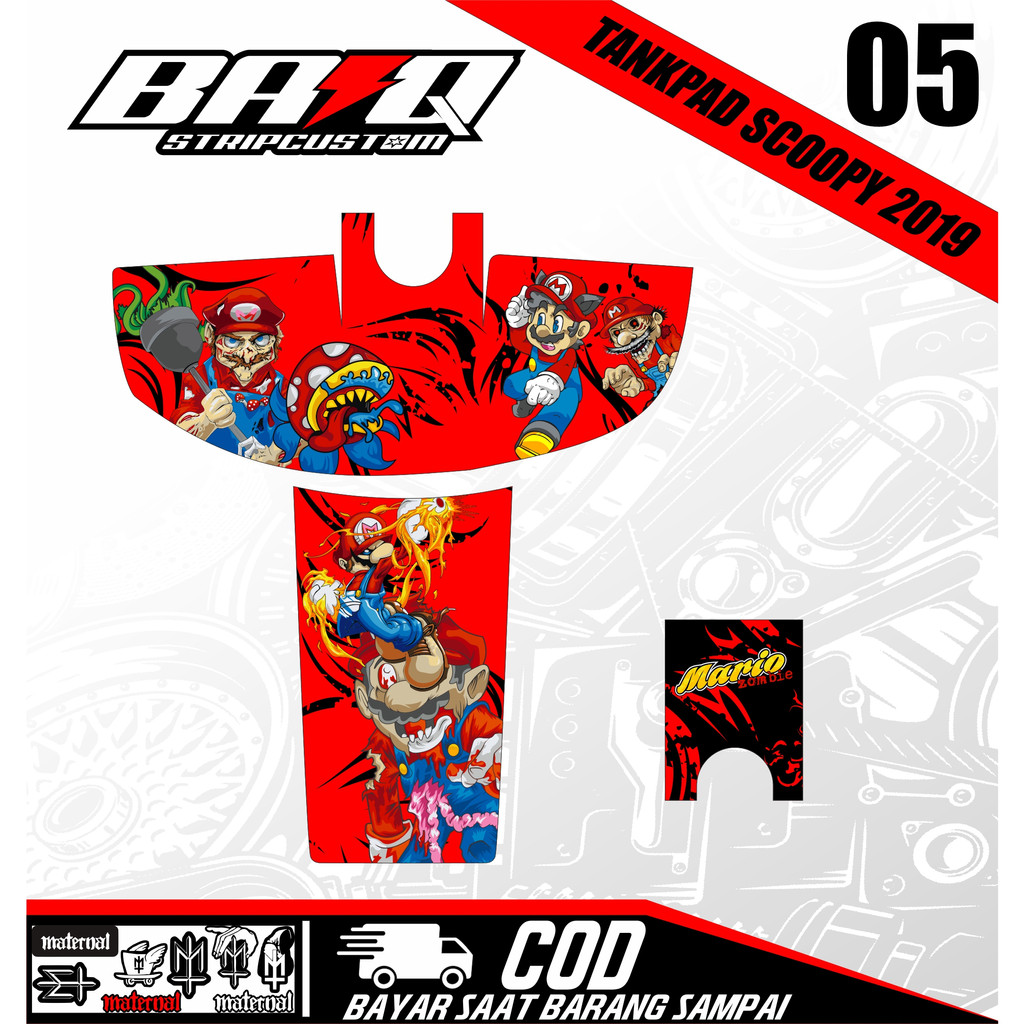 STICKER DASHBOARD TANKPAD DECKPAD SCOOPY 2019-STICKER TANKPAD SCOOPY 2019 MARIO ZOMBIE