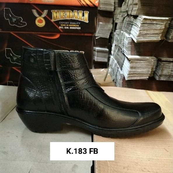 Sepatu kulit pria Boots Polri Tni security Asn sepatu kerja formal