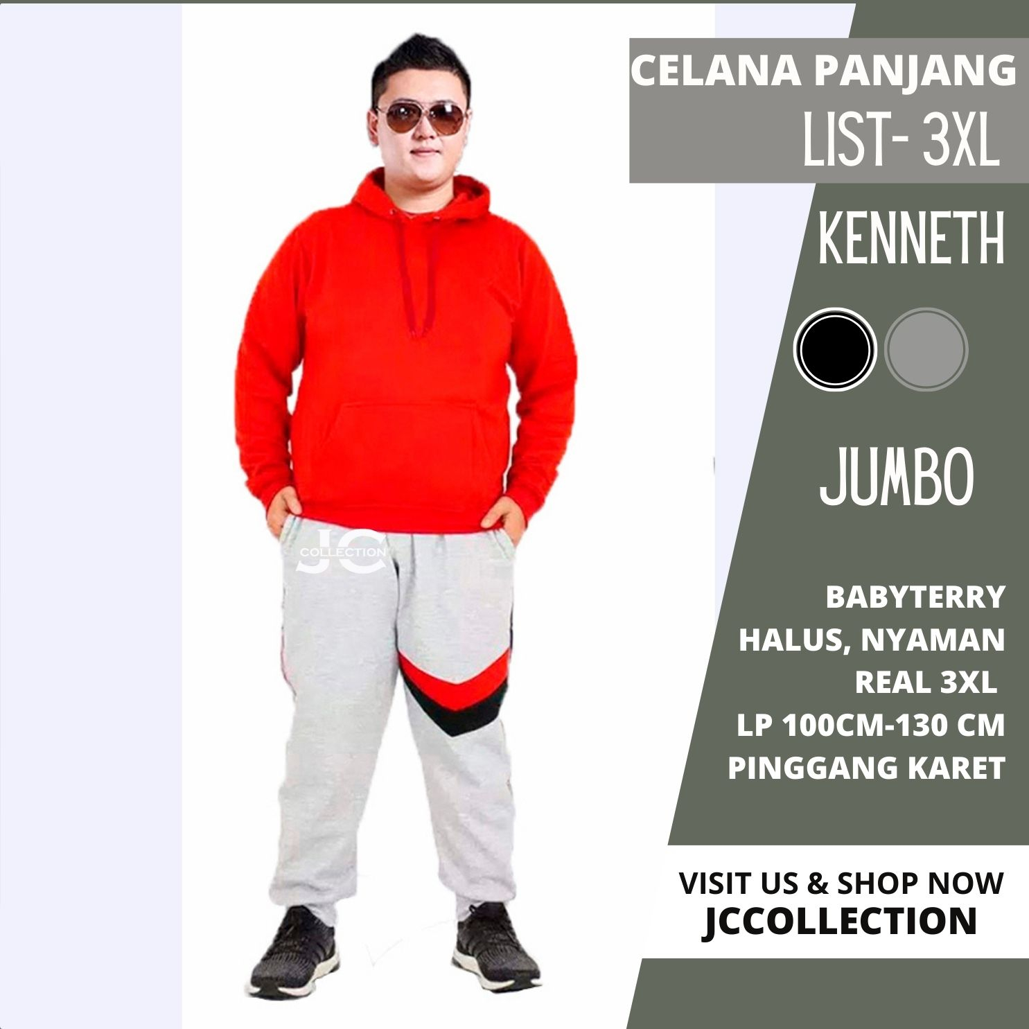 Celana Jogger Pria Jumbo Size Kenneth 3XL /  Celana Panjang Big Size - JCCollections