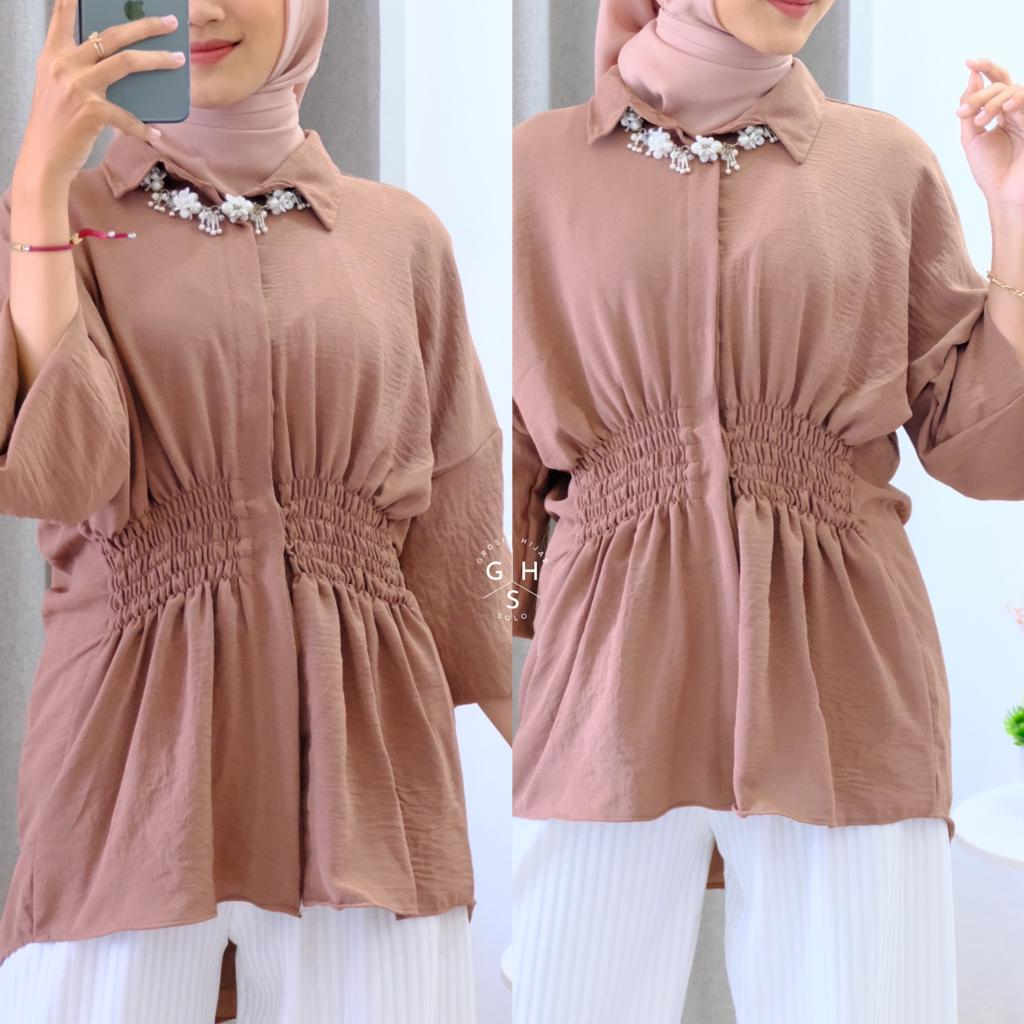 SAFWA KEMEJA KERUT BLOUSE BUSUI ATASAN WANITA CRINCLE AIRFLOW PREMIUM (MGA)