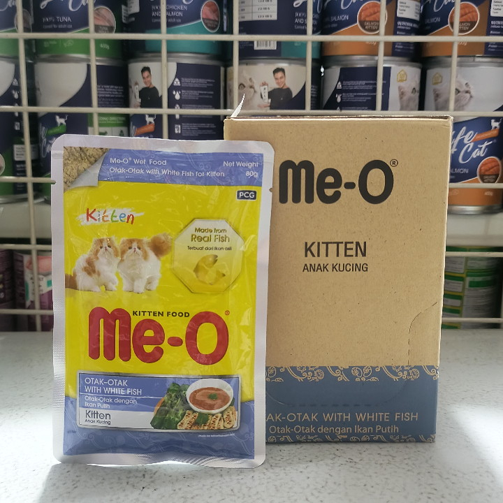 ( 12 PCS / 1 DUS ) Meo Sachet Kitten Otak-Otak With White Fish Pouch 80G Wet Food