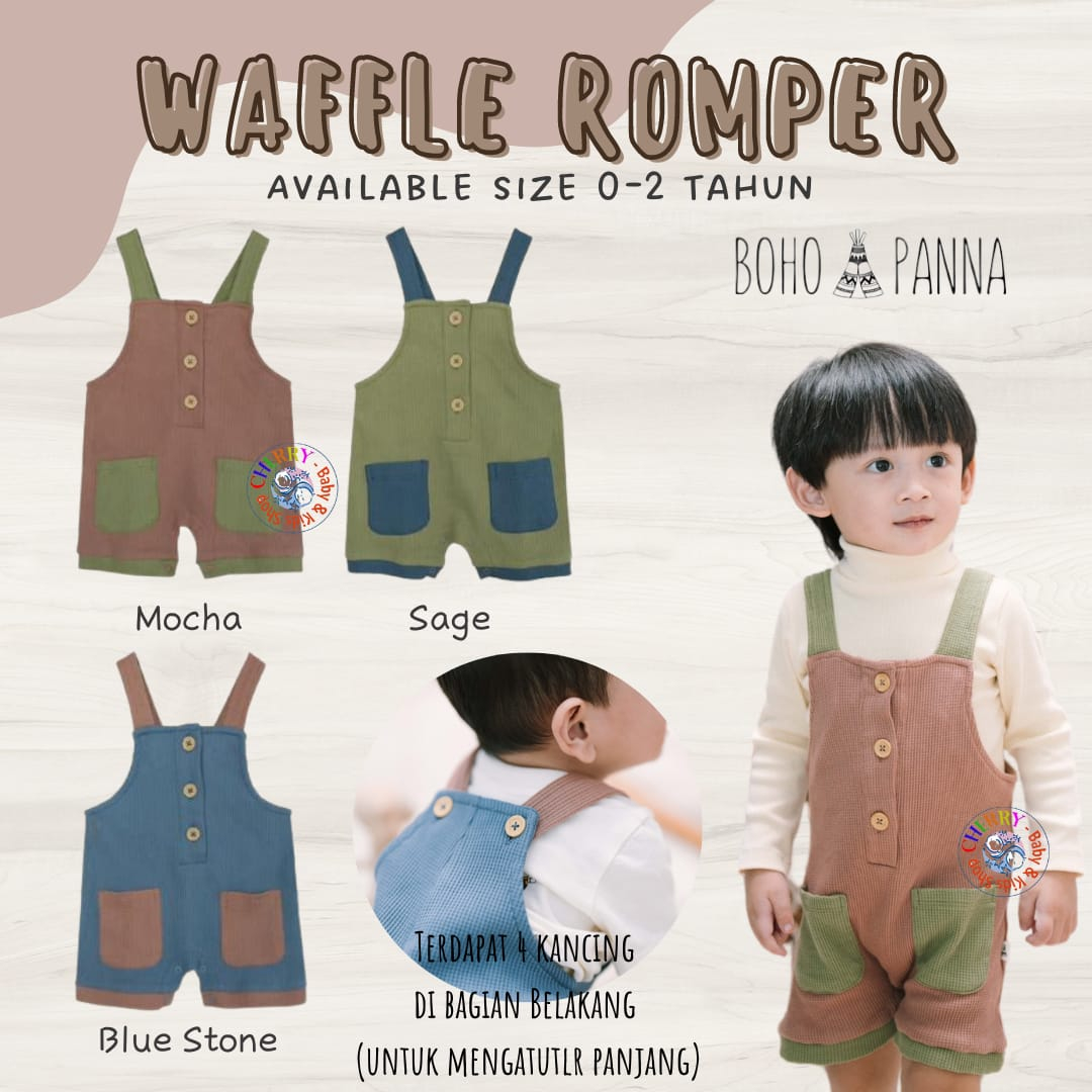 Bohopanna Short Romper Waffle 0-2 Tahun Romper Kutung Anak Tricolor Unisex CBKS