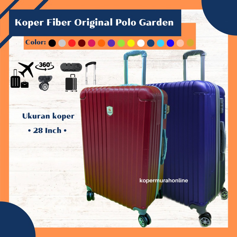 Koper Fiber 28inch Polo Garden original asli koper travel bag luggage bag tas umroh bagasi size jumb