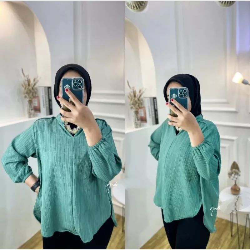 Kemeja Livia Blouse wanita Lady Crush // Kemeja Style Korea Polos Bestseller