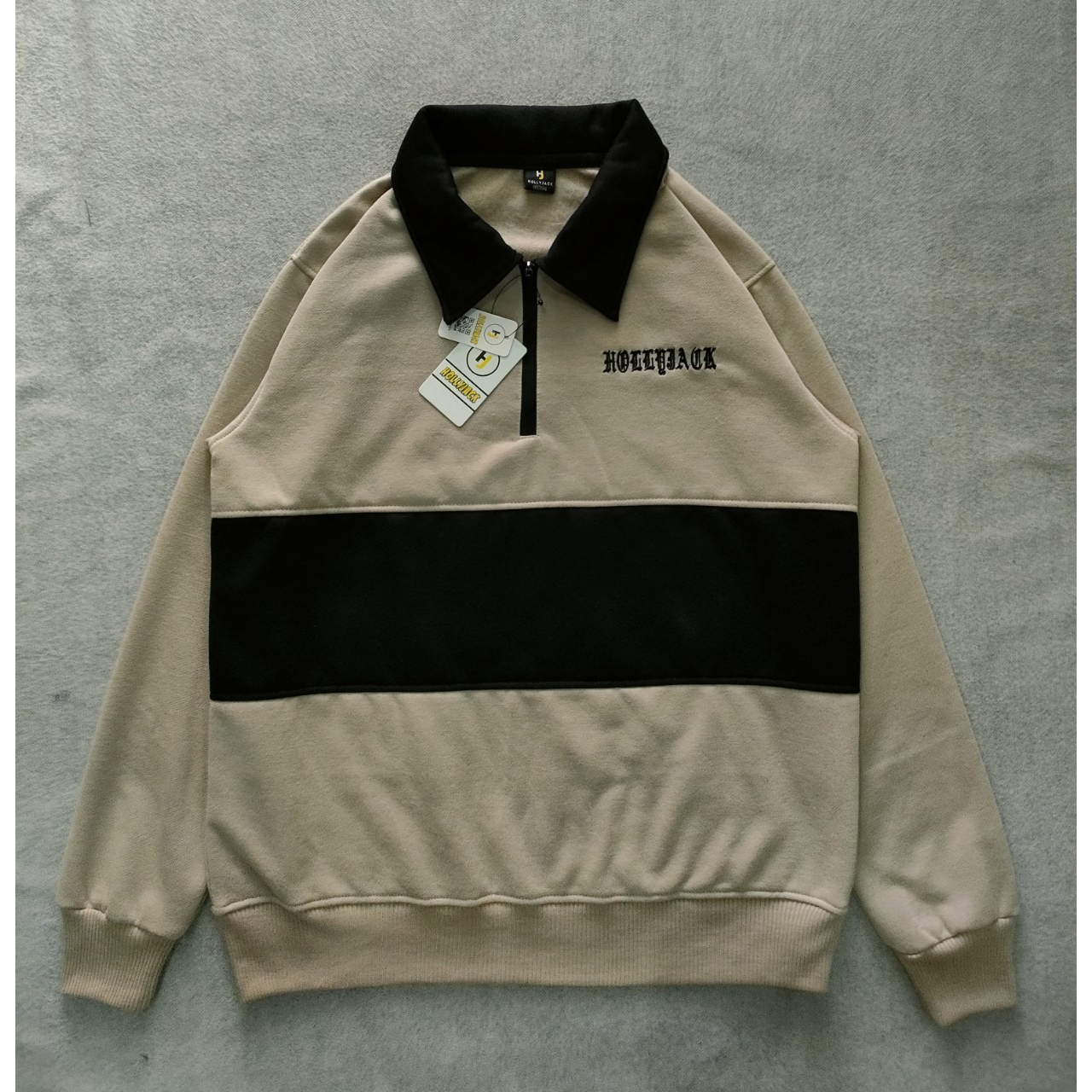 RUGBY SHIRT SWEATER PREMIUM BAHAN FLEECE HIGHZIPPER