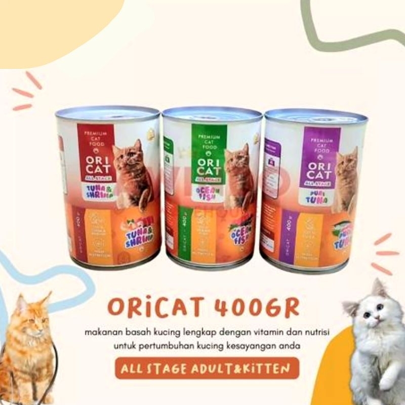 1dus isi 24pcs Ori cat kaleng 400gr makanan basah kucing oricat