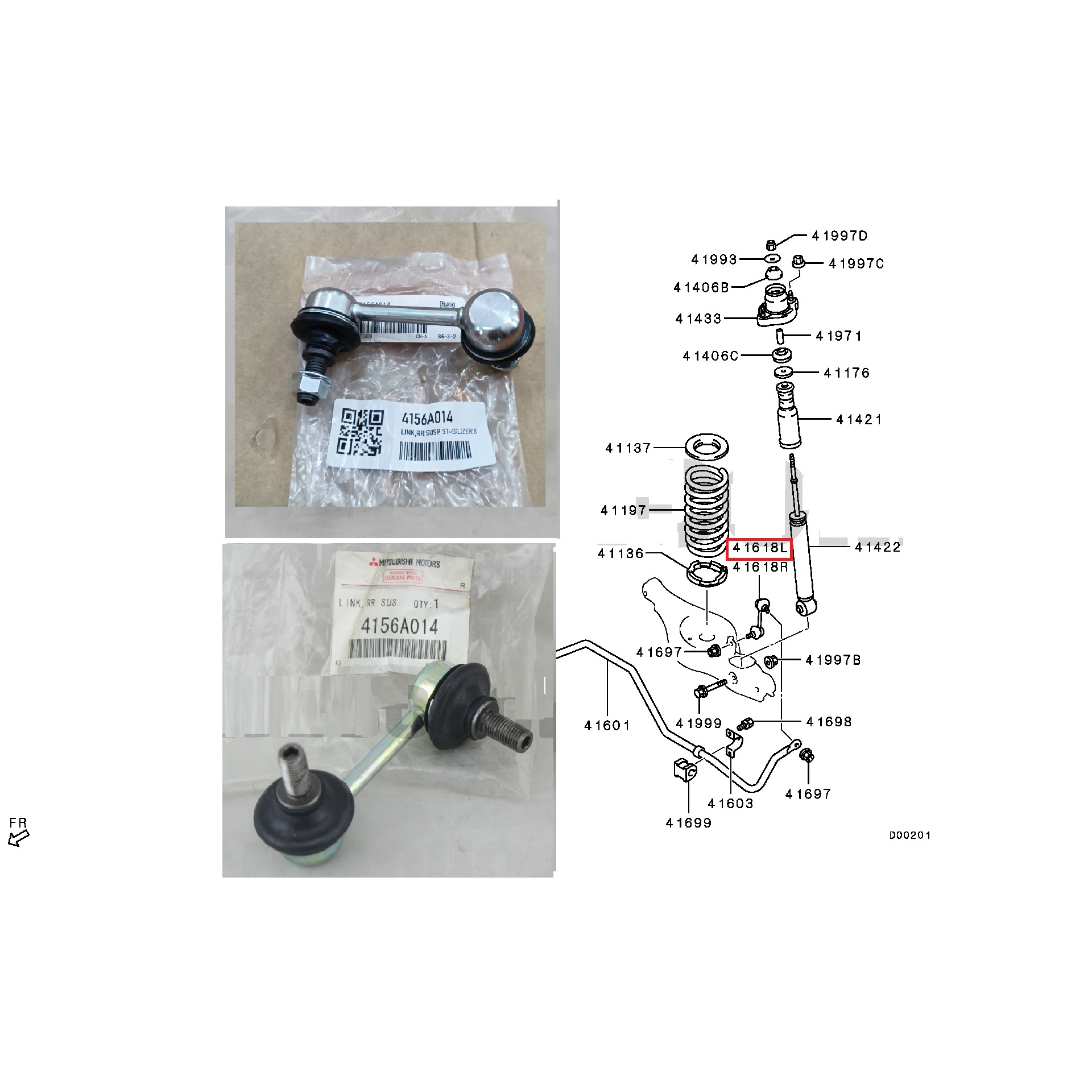 Replacement parts Mitsubishi Delica D5 OE Part NO 4156A014 LINK RR SUSP STAB BAR LH Link stabil suspensi belakang sisi kiri mitsubishi delica stabilizer link