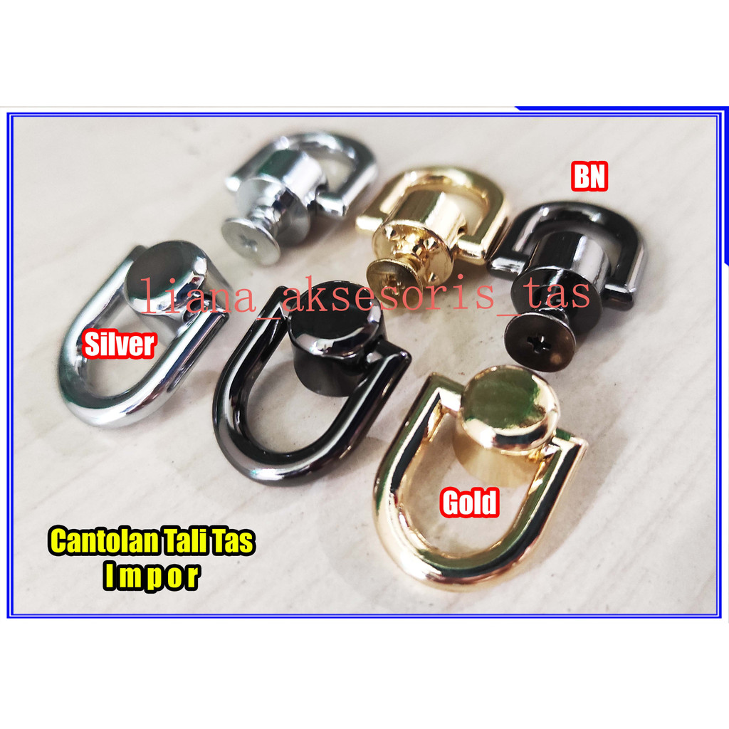 -AKSESORIS TAS IMPOR (isi 2 pcs) RING GANTUNGAN TALI TAS WANITA - CANTOLAN TALI TAS - RING D BAUT - 