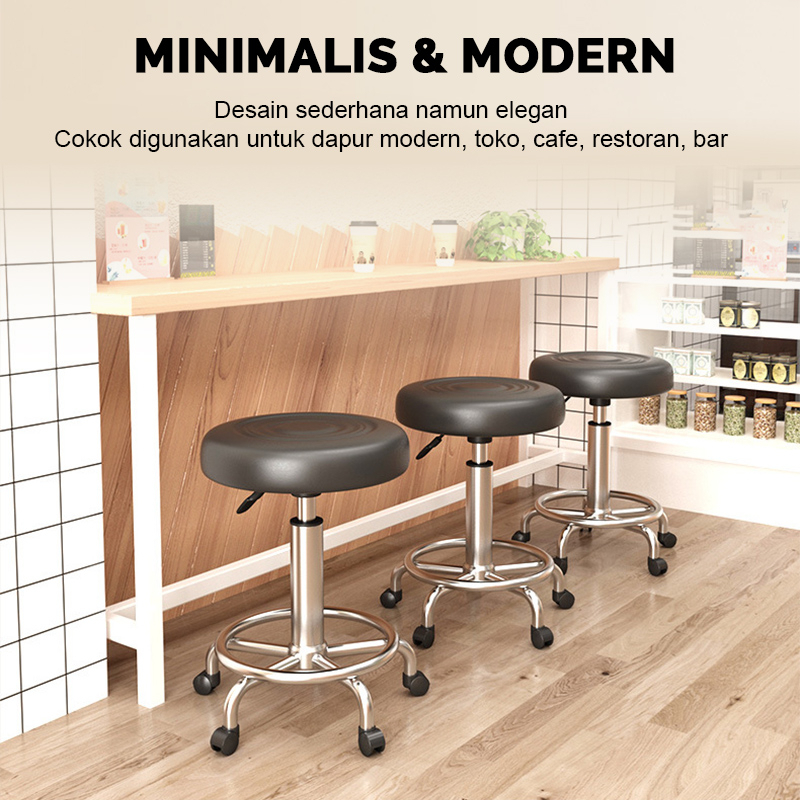 Kursi Bar Minimalis Barstool Chair Kursi Makan Kursi Salon Putar Bundar Kursi Kaki Roda JBY7