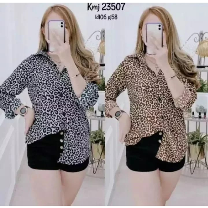 kemeja leopard jumbo ld 120 terbaru 2023