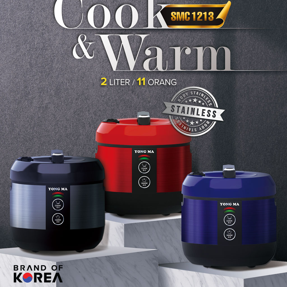 Magic Com Yongma SMC 1213 2 Liter Ceramic Coating Rice Cooker Yong Ma SMC1213 Anti Lengket Penanak Nasi Multi Pot