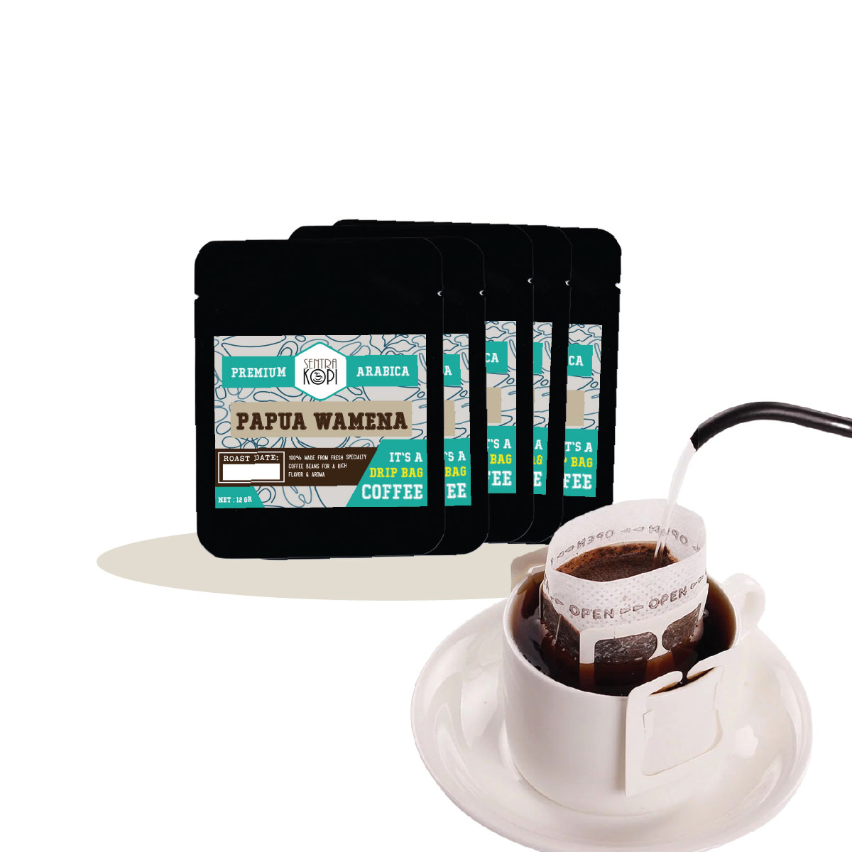 

Kopi Drip Bag Arabika Papua Wamena 12 Gr - Isi 5 dan Satuan - Arabica Coffee - Kantong Kopi Instan Premium Praktis