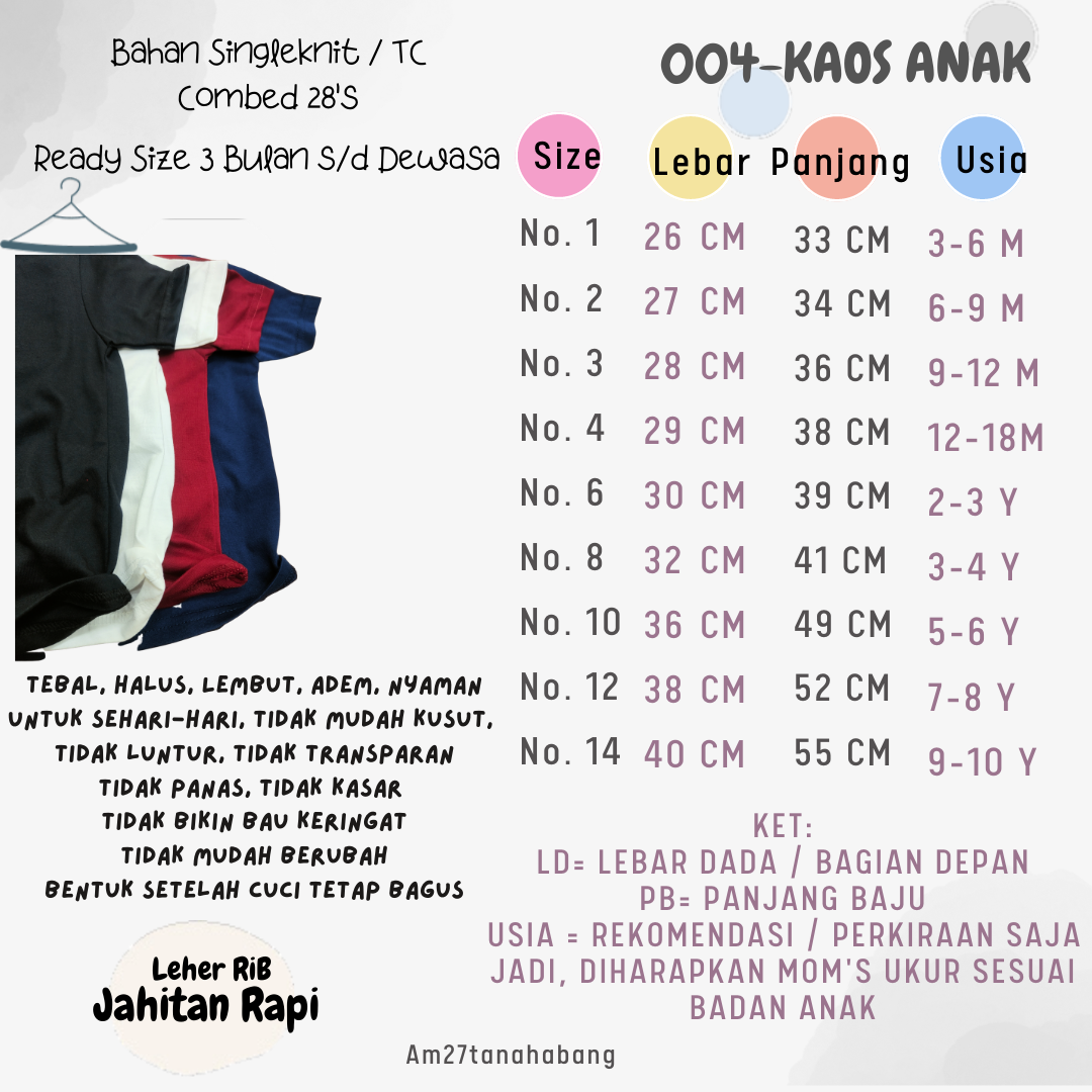 Baju Anak Cowok 3 bulan-10 tahun BOY - Kaos004