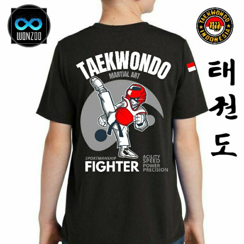 KAOS ANAK TAEKWONDO-KAOS BAJU TSHIRT TAEKWONDO ANAK-PREMIUM QUALITY