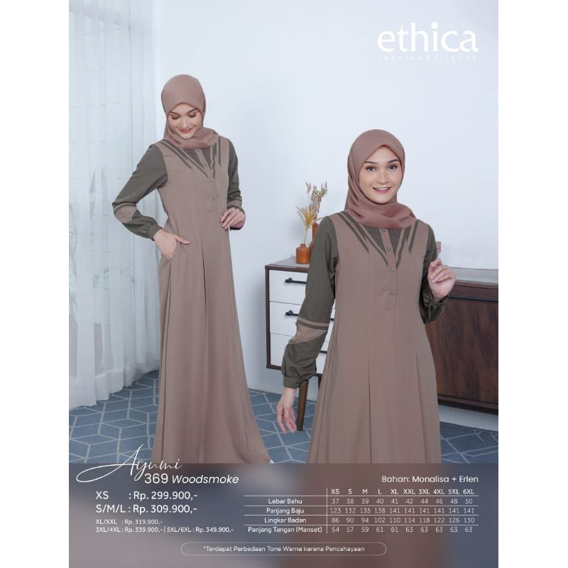 Promo Gamis Ethica Ayumi 369 Woodsmoke Ayumi 369 Sky Blue