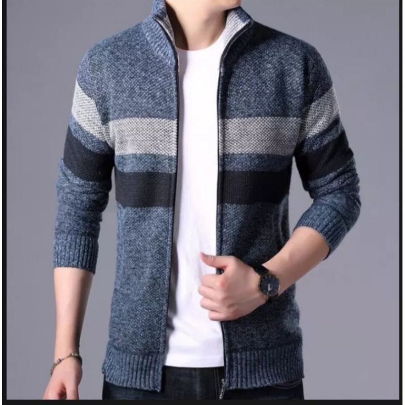 sweater resleting bisbol abu tua# bisa cod#rajut pria#sweter rajut pria#