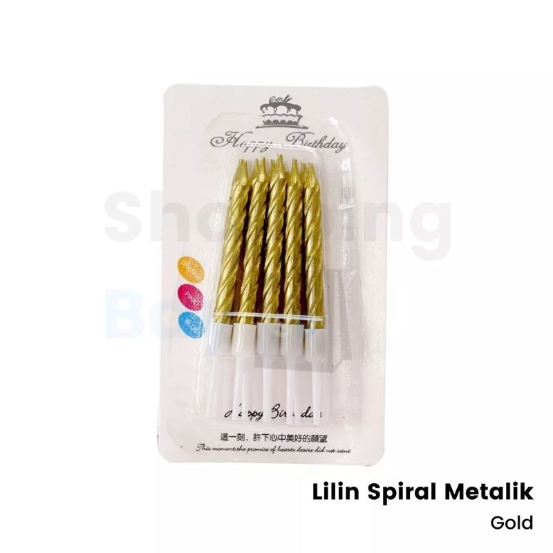 Lilin Spiral Metalik Birthday Candle Premium / Lilin Ulang Tahun Wavy