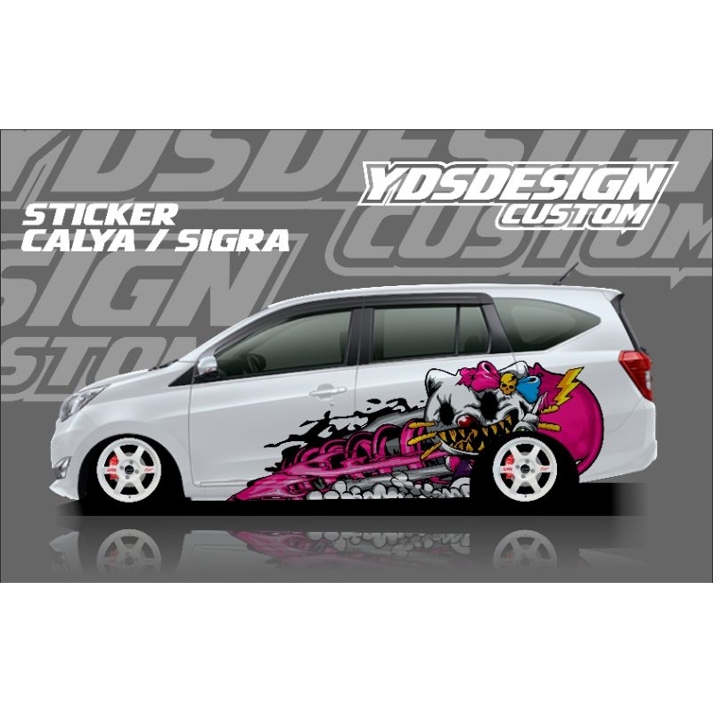 STICKER BODY MOBIL CALYA, SIGRA, AVANZA, DLL / STIKER MOBIL CUSTOM MONSTER HELLO KITTY