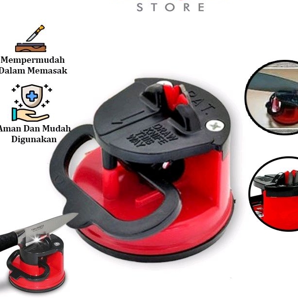 PENGASAH PISAU DAPUR MURAH BULAT SUCTION PAD KNIFE SHARPENER