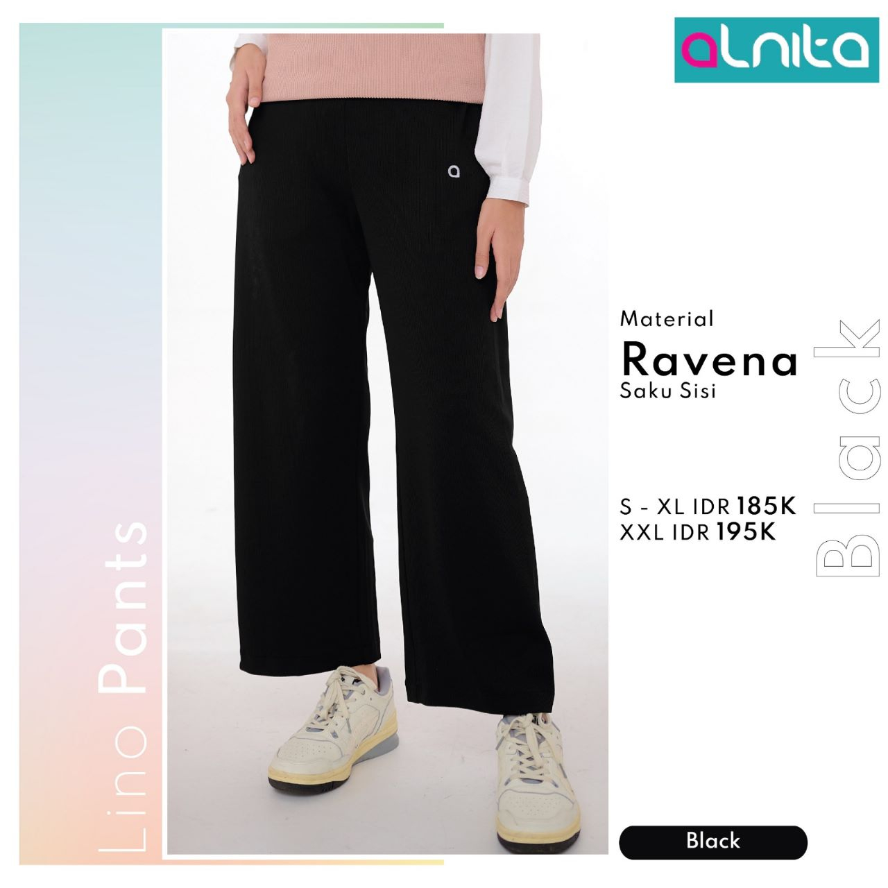 Alnita LINO PANTS Celana Wanita Bahan Ravena Kulot Muslimah Modern BISA COD