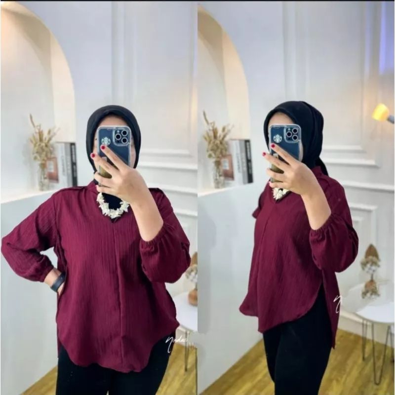 Kemeja Livia Blouse wanita Lady Crush // Kemeja Style Korea Polos Bestseller