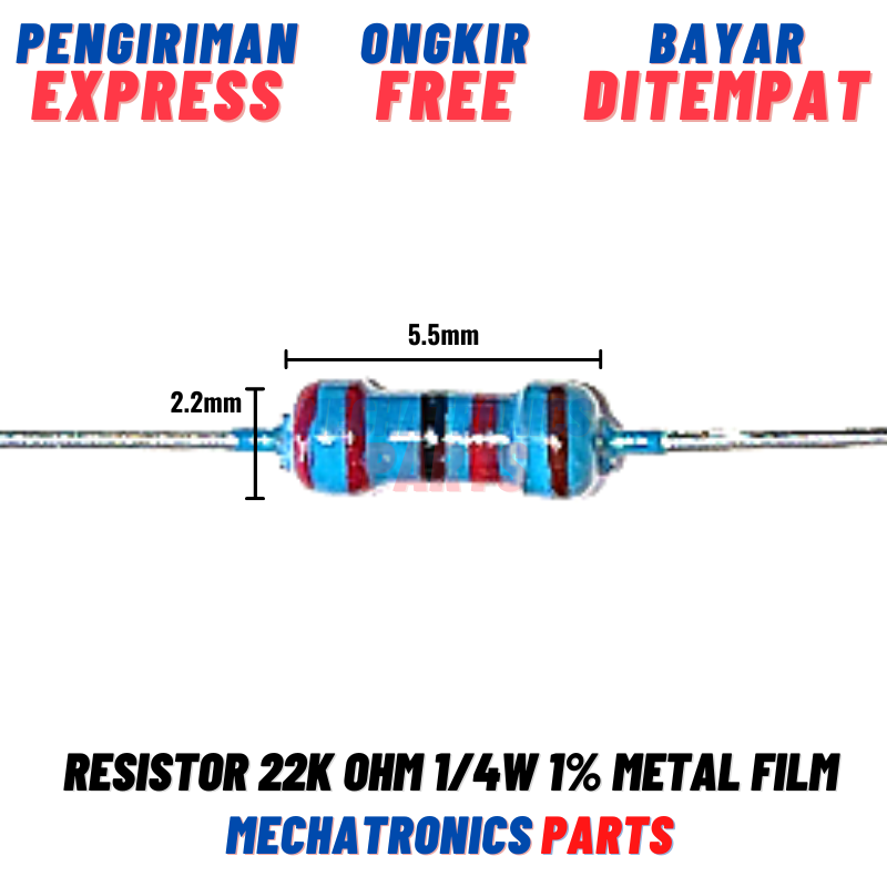 RESISTOR 22K 22000OHM 1/4W 1% METAL FILM