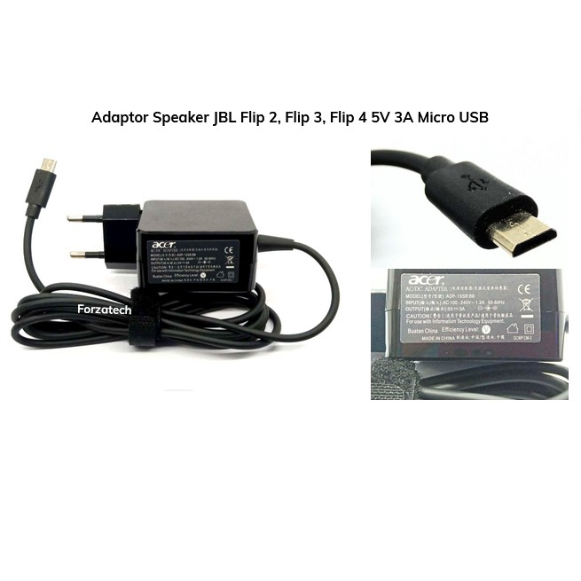 Charger Adaptor Casan Fit Speaker JBL Flip 2/Flip 3/Flip 4 /5V 3A Micro USB New Bergaransi