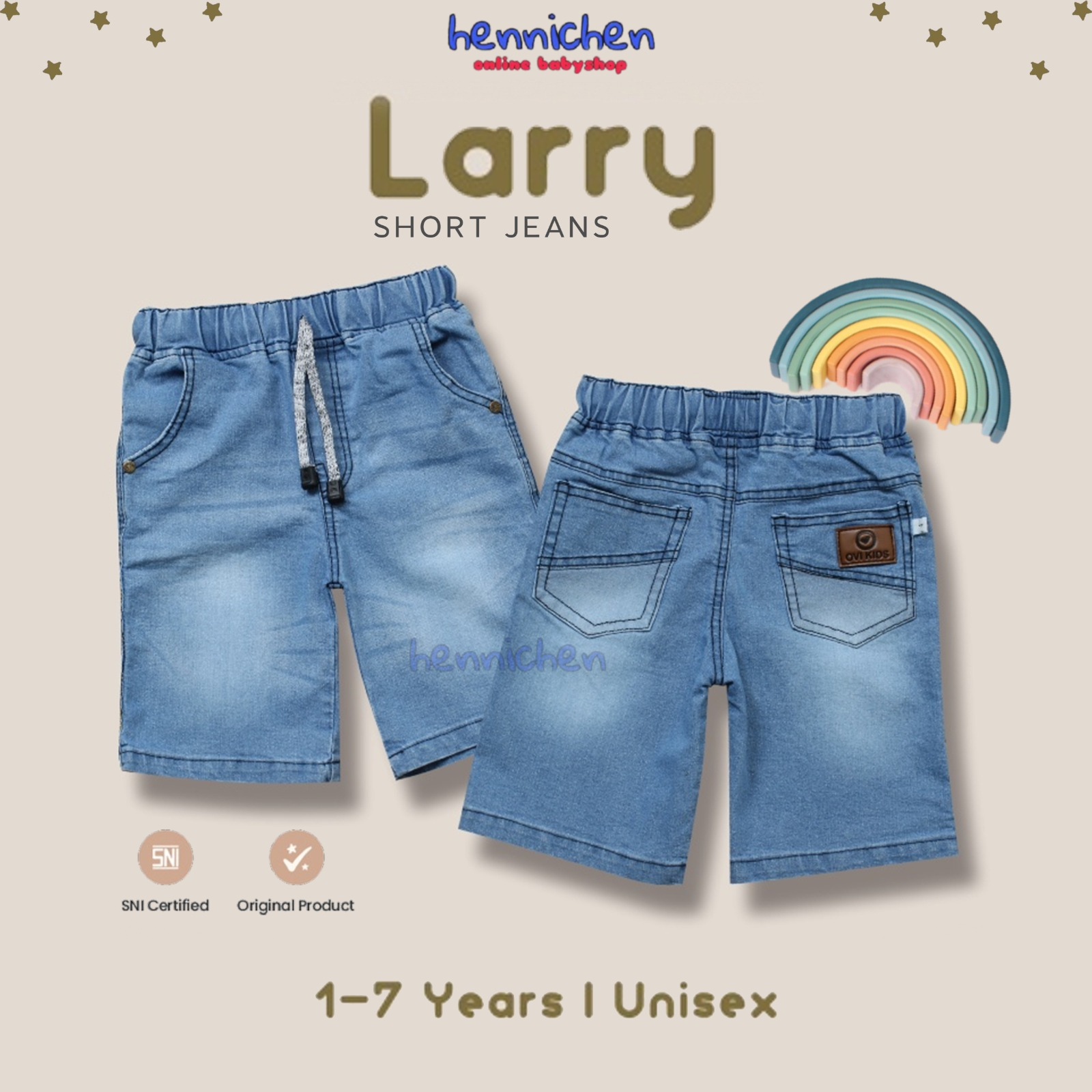 LARRY Comfy Jeans-Celana Pendek Anak Jeans Pendek | LENNON CELANA JEANS PENDEK ANAK (1-8 Tahun) OVIKIDS