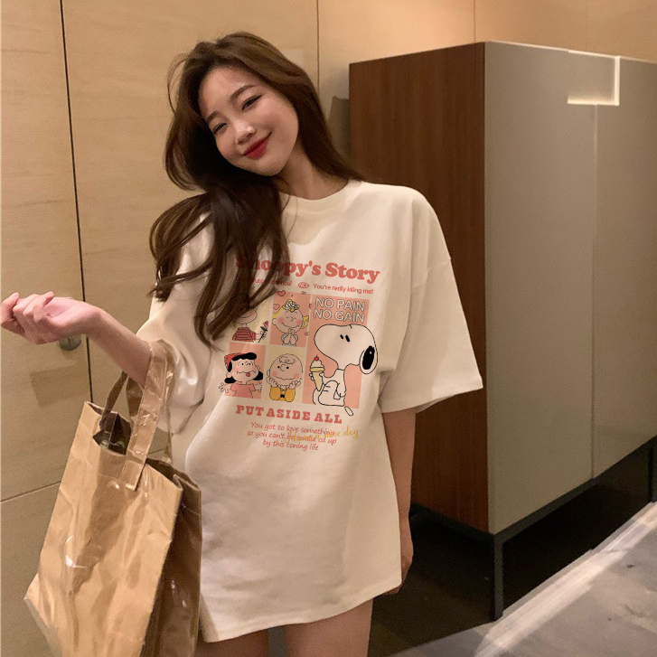 baju kaus oversize wanita cartoon graphic graffiti print T-shirt import korean style kaos basic