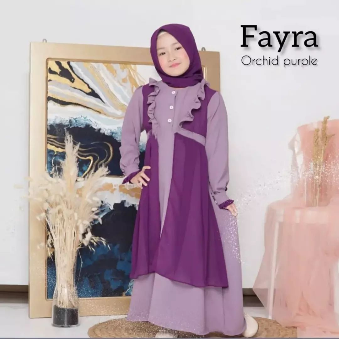 GAMIS ANAK FAYRA KIDS + KHIMAR CRINKLE MIX CERUTY BABYDOLL L (6-8 TH) LD 72 PJ 97 XL (9-11 TH) LD 86 PJ 110 CM GAMIS ANAK TERBARU 2023 MODEL TERBARU FASHION MUSLIM ANAK DRESS ANAK PREMPUAN