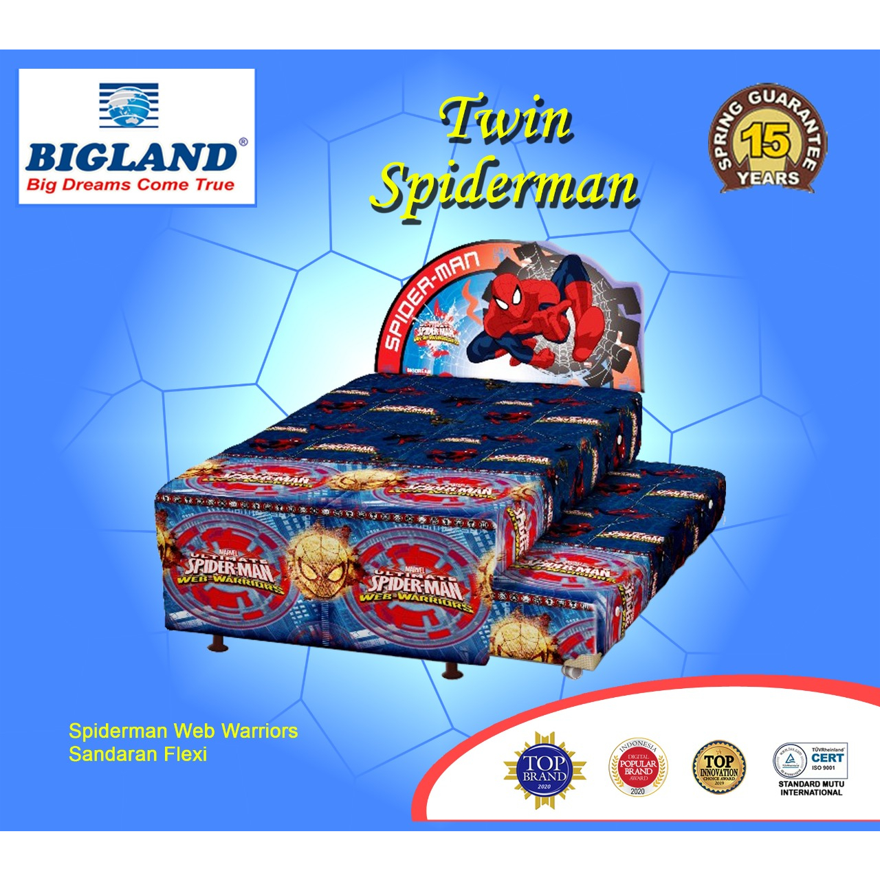 Springbed Bigland Twin Spiderman ukuran 120 manado