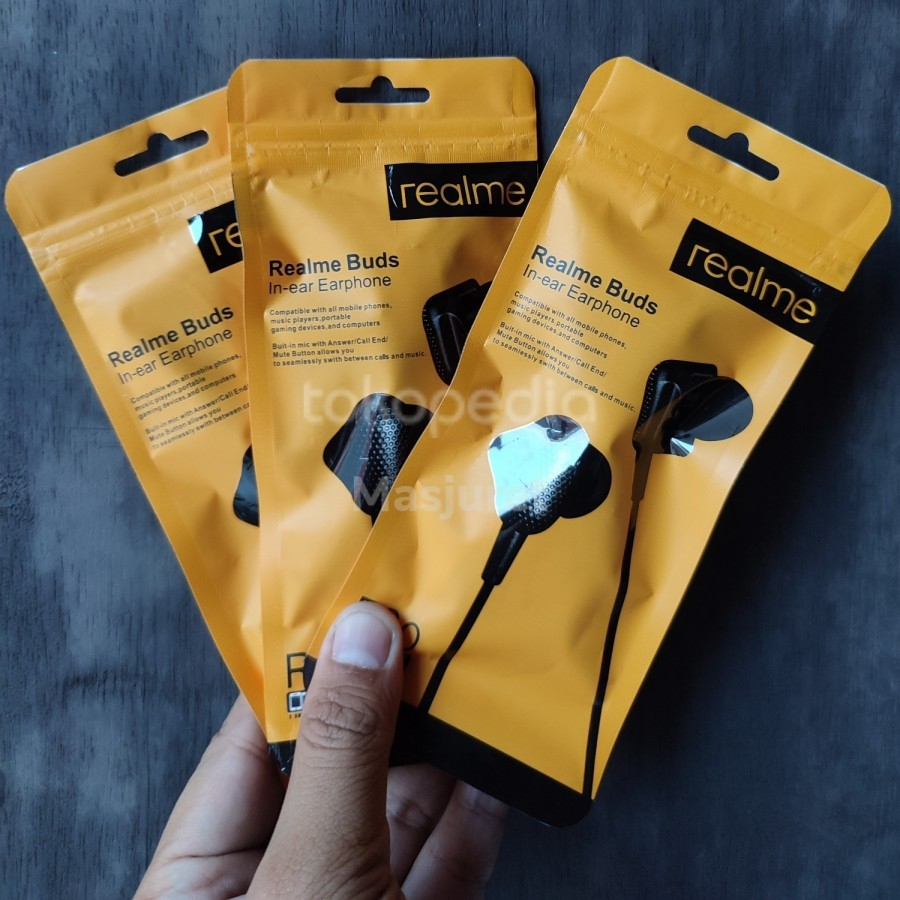 HANDSFREE REALME BUDS R30 SEGEL SQ HEADSET WITH MIC Grosir