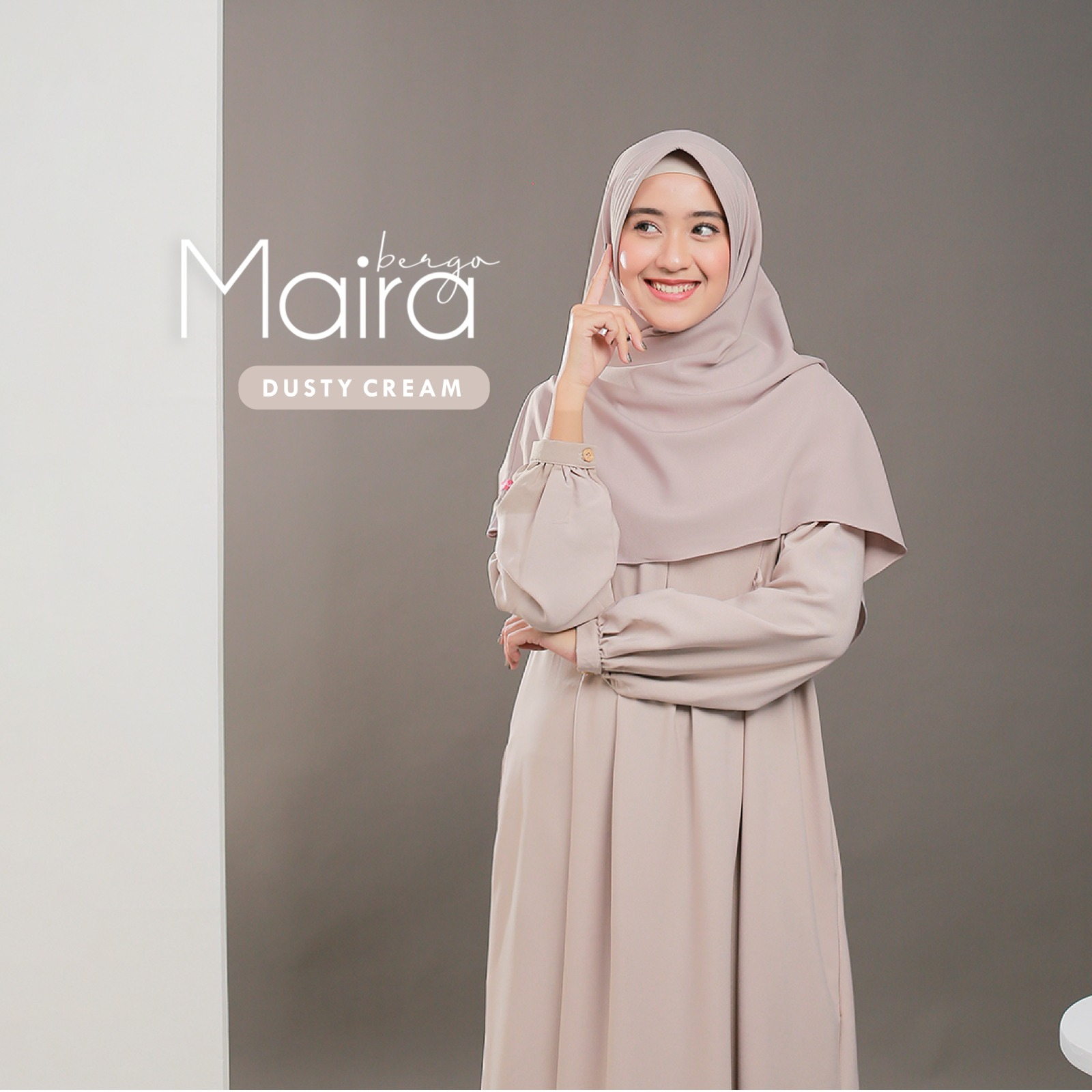 Naisha Official - Maira Bergo Pad Syar'i Instan Daily Khimar Muslimah-Dusty Cream