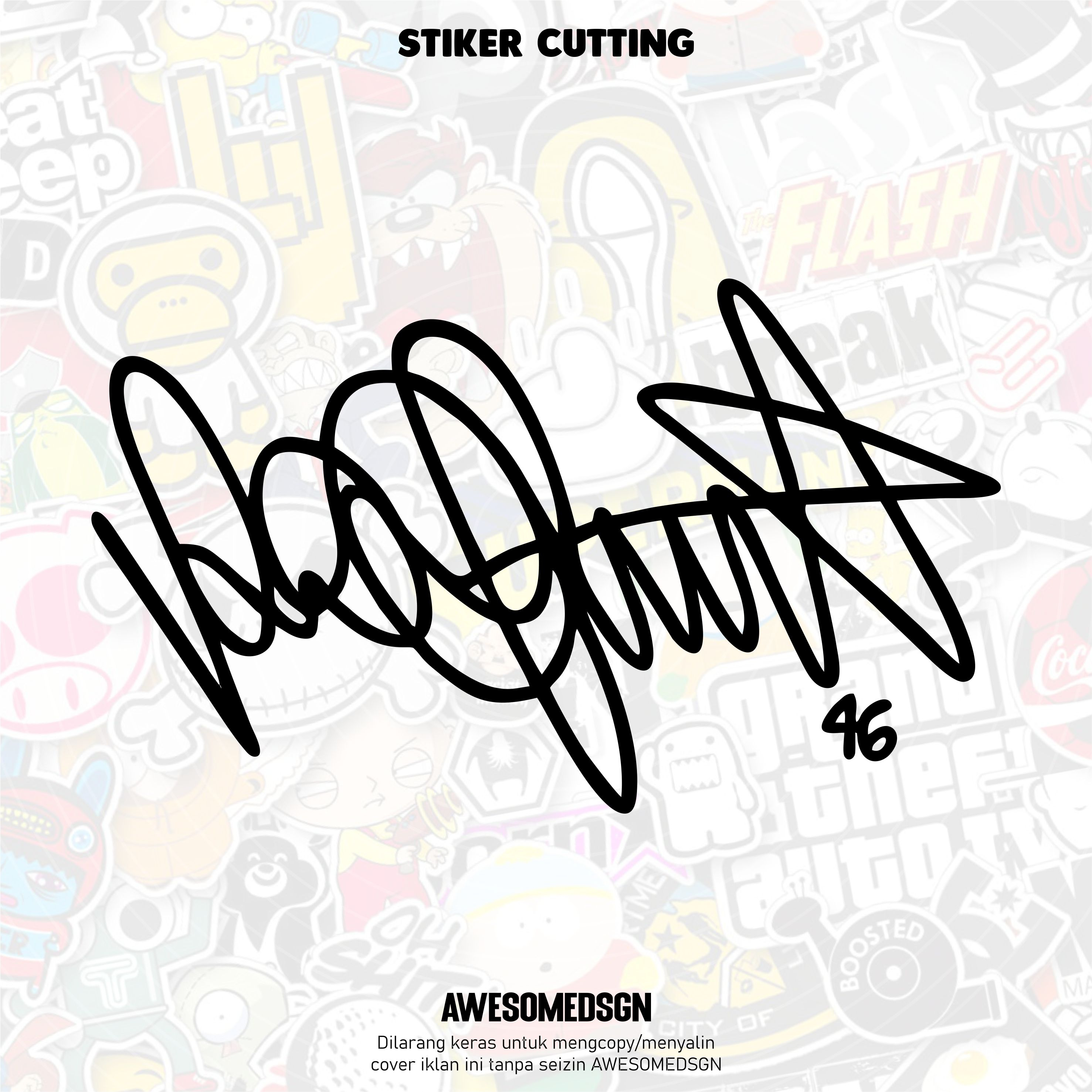 sticker tanda tangan rossi 46