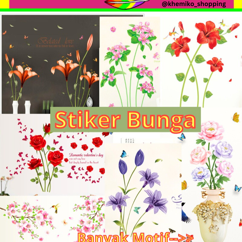 WALL STICKER STIKER SETIKER SETICKER DINDING BUNGA WALLSTICKER WALLSTIKER DINDING TEMPELAN POT BUNGA