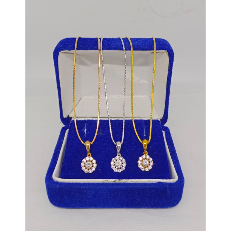 kalung rantai kasandra ukir+liontin bunga mp/perak asli silver 925 lapis emas/perhiasan fashion wanita terbaru