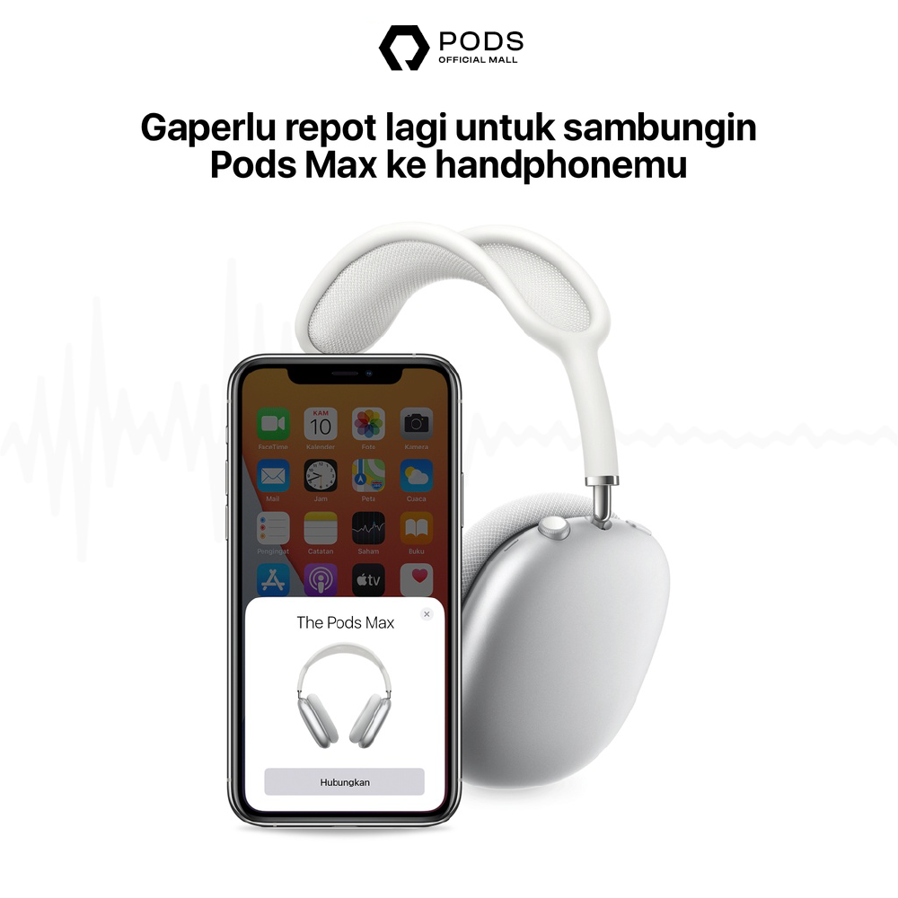 The Pods Max 2023 Wireless Bluetooth Headpones for IOS &amp; Android by Pods Indonesia