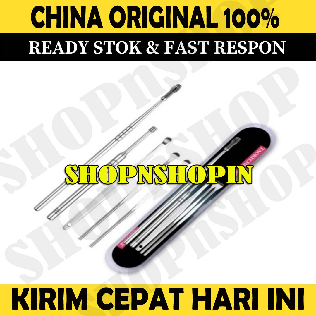 Korek Kuping Stainless | Korek Kuping set pembersih kotoran telinga 5 in 1