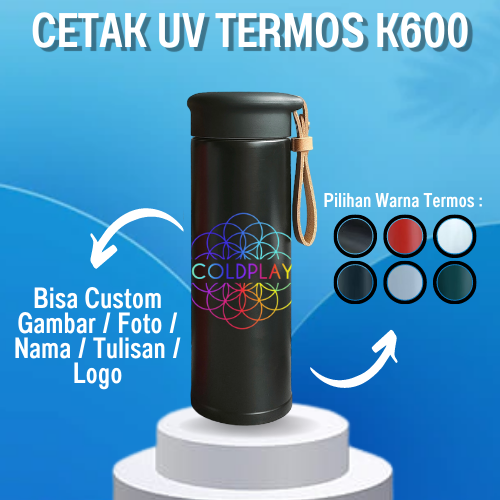 CUSTOM [ NAMA / LOGO ] K600 Termos Kopi Tali Kulit  450ML Thermo Cup /  LASER GRAFIR / UV PRINT / PROMOSI SOUVENIR HAMPERS