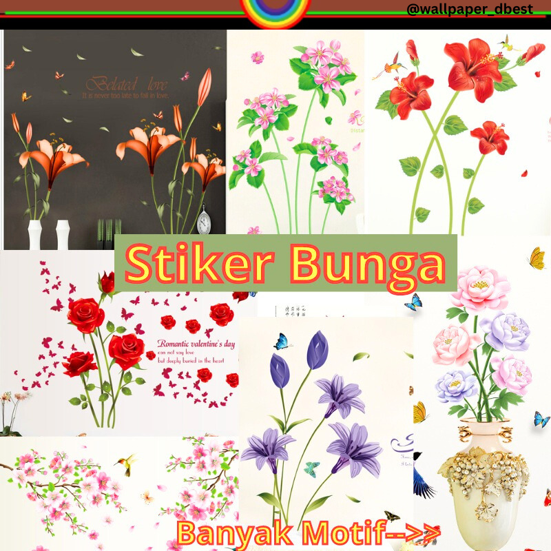 WALL STICKER STIKER SETIKER SETICKER DINDING BUNGA WALLSTICKER WALLSTIKER DINDING TEMPELAN POT BUNGA
