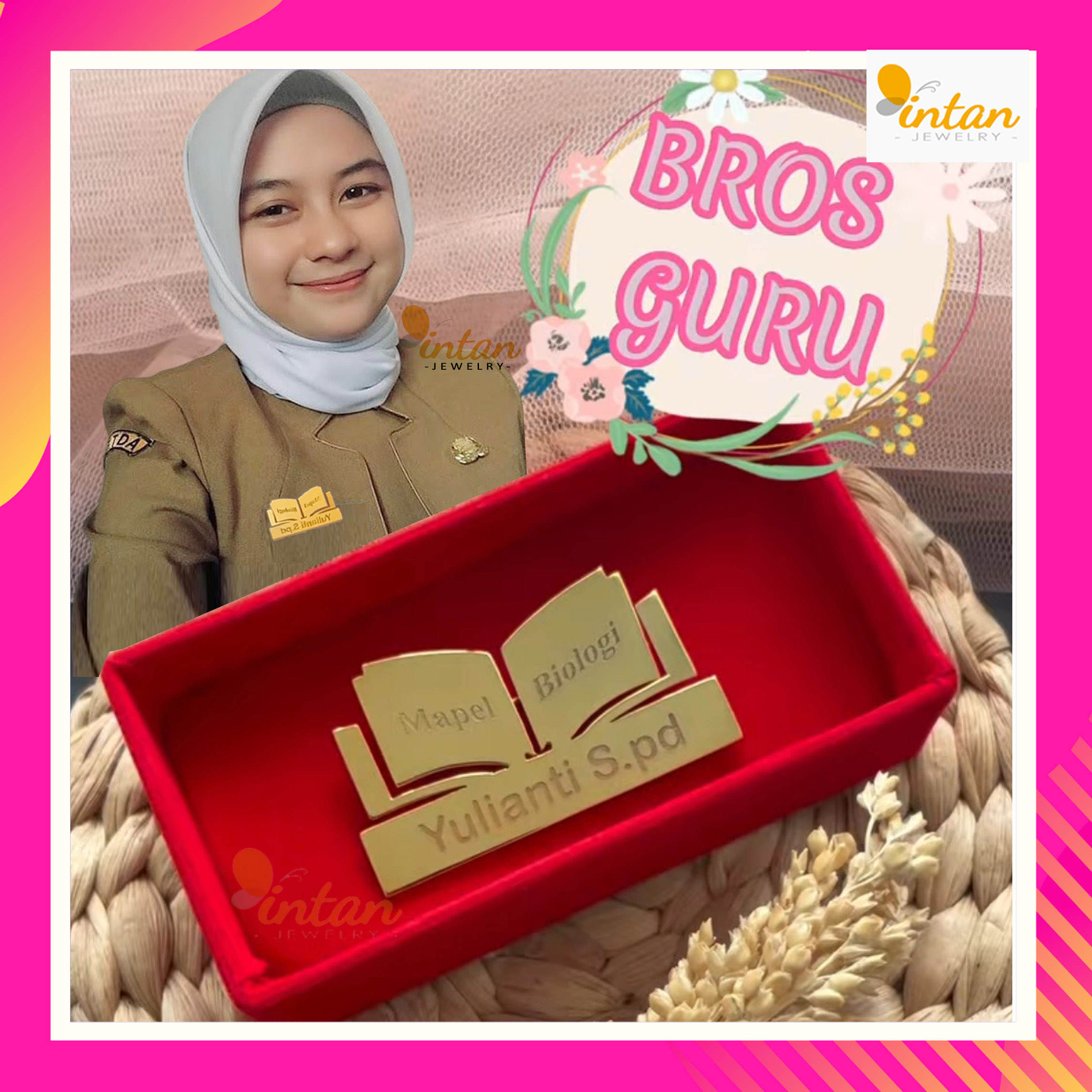 Bros Guru Bros Custom Nama Custom Logo Bross ASN PNS PPPK P3K Hijab Broos Nama Pin Korpri PGRI Etsa 
