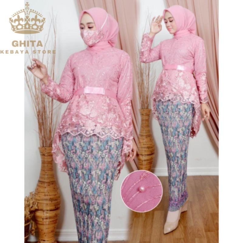 SET KEBAYA TULLE MARSYA - KEBAYA WISUDA 2023 - MODEL KEBAYA KEKINIAN OUTFIT PESTA CANTIK DAN MODERN